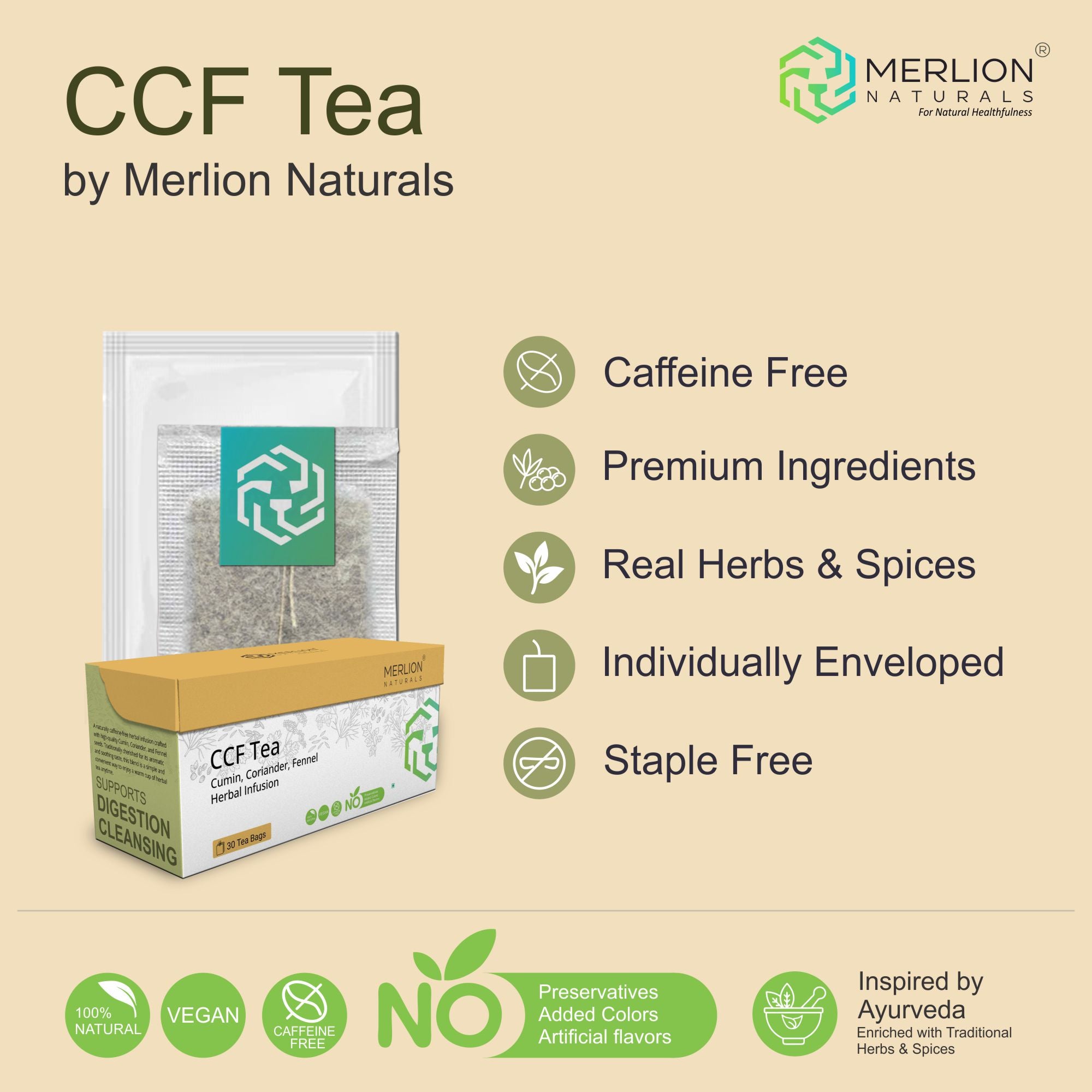 CCF Tea (Cumin, Coriander and Fennel Tea) - 30 Tea Bag