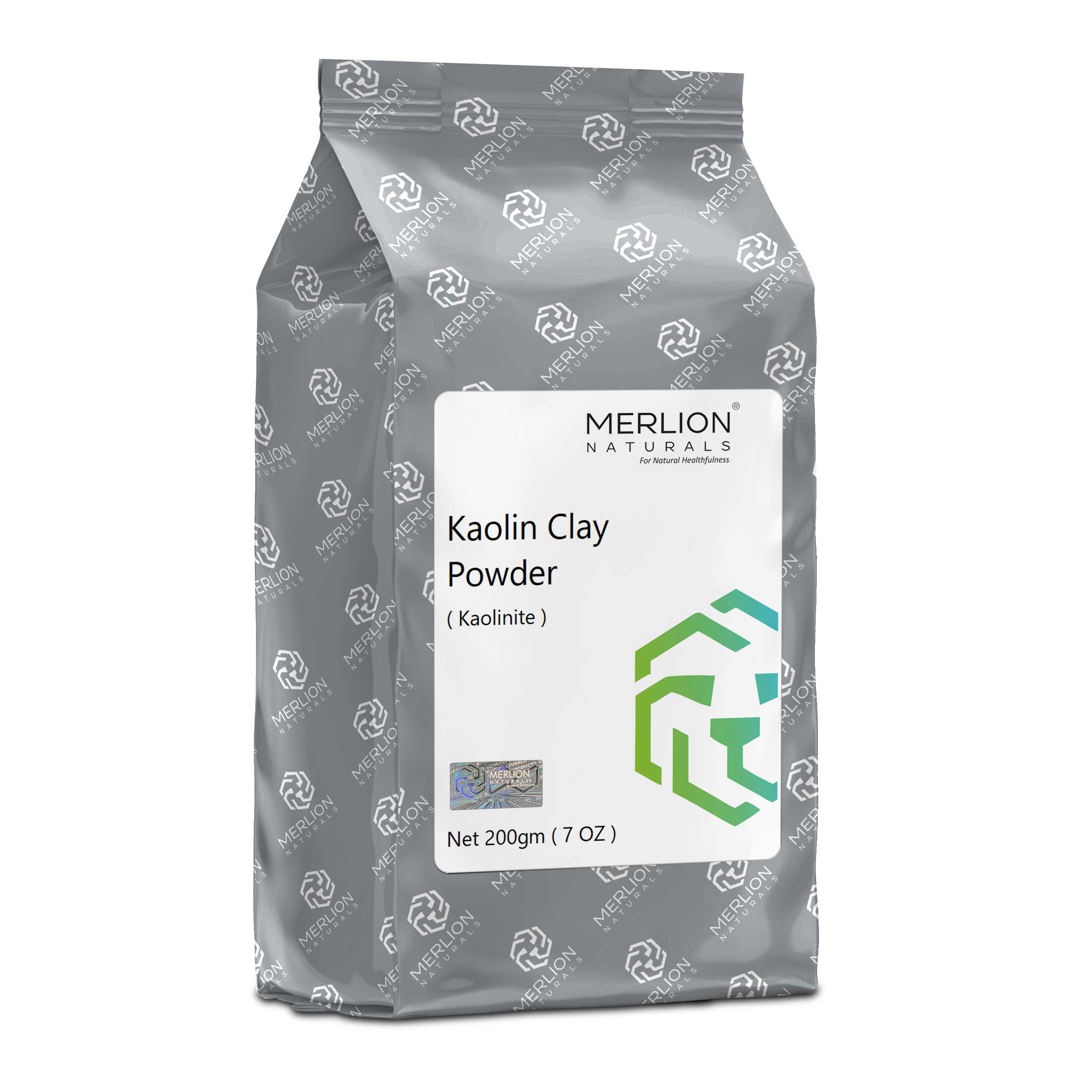 Merlion Naturals Kaolin Clay Powder 200gm, Front view, Gentle Cleansing, Oil Control, Soothing, Skin Tone, Detox, Cosmetic