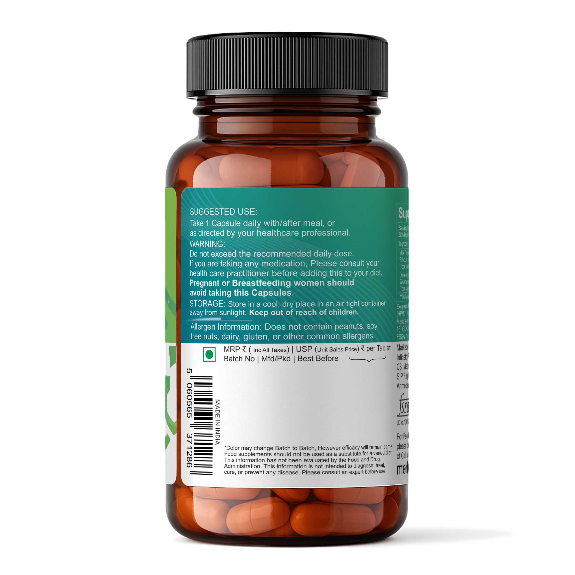Milk Thistle and Dandelion Root Extract Capsules | Silybum marianum | 1050mg (120 Capsules)