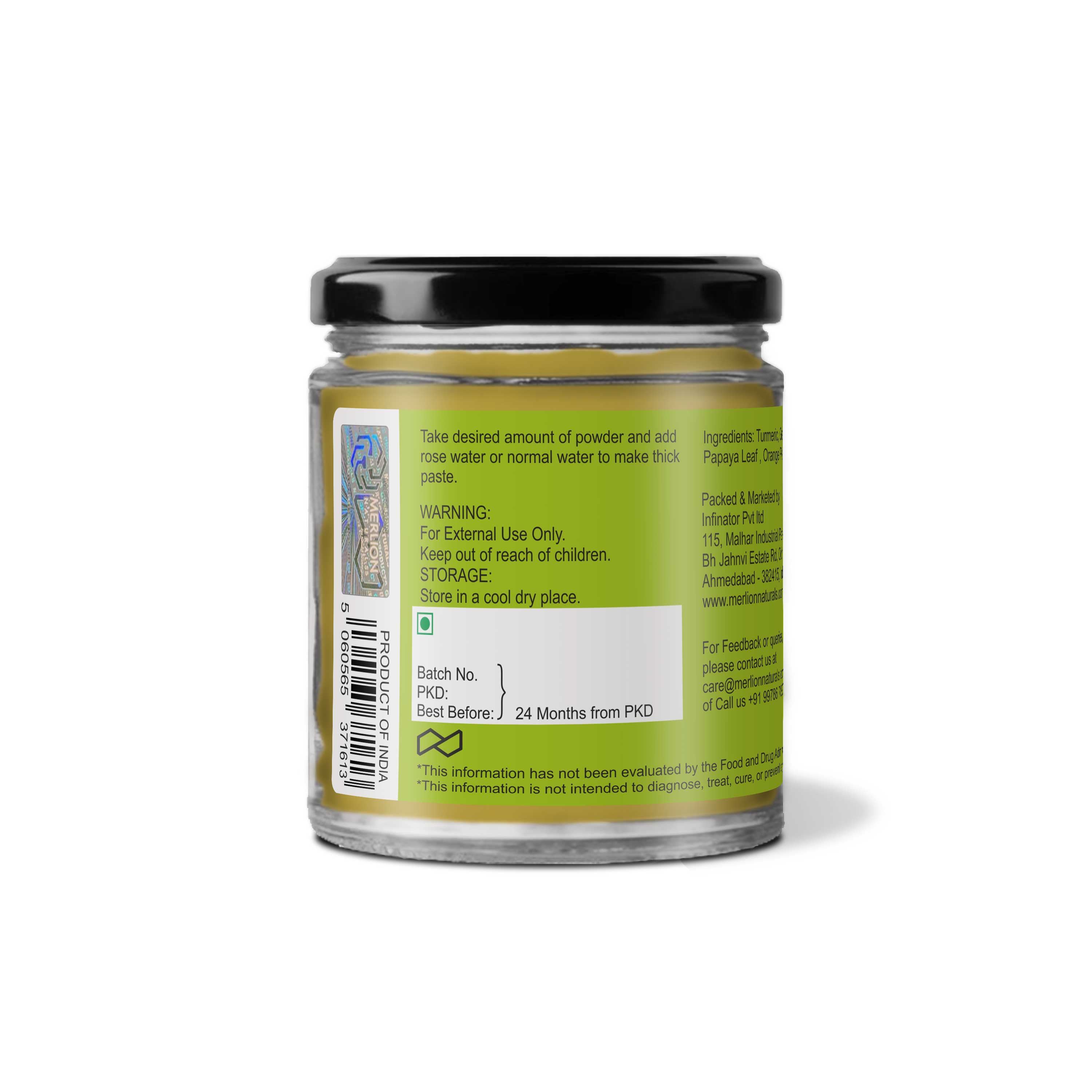Turmeric & Lemon Face Pack Powder 120gm