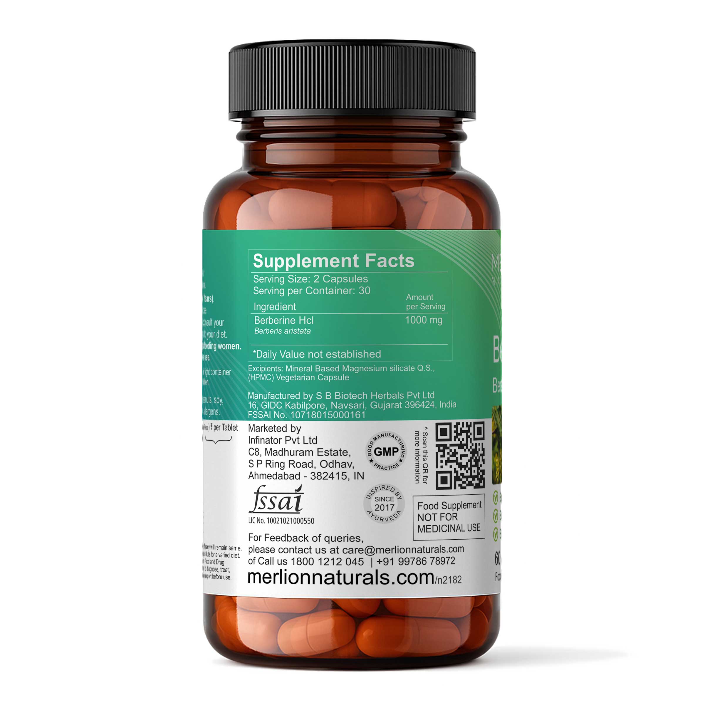 Barberine / Daru Haldi 1000mg Capsules (60 Capsules)