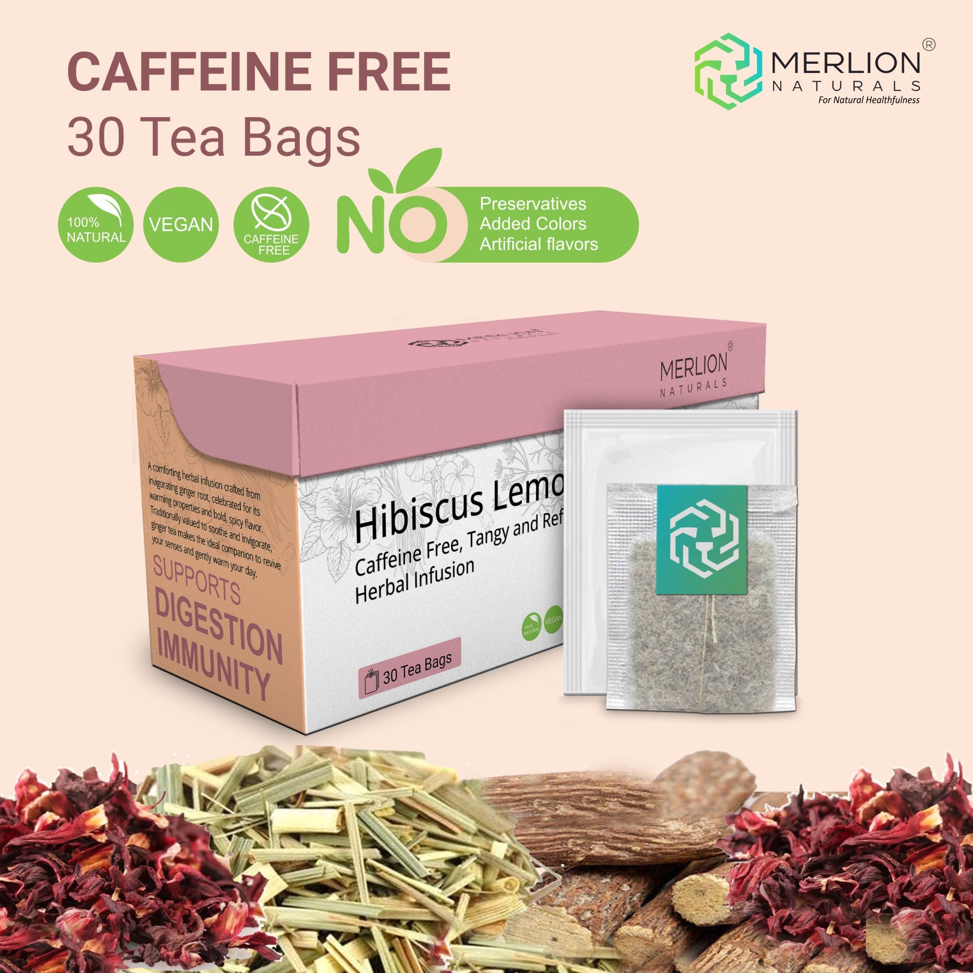 Hibiscus Lemongrass Tea - 30 Tea Bag