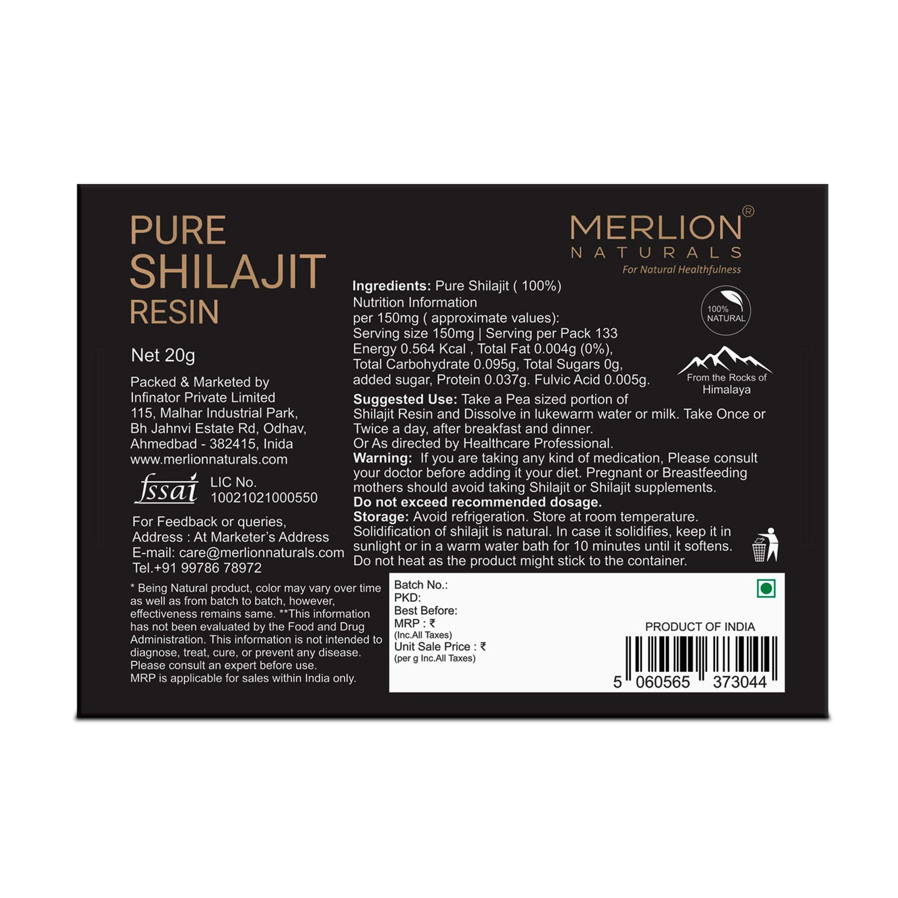 Shilajit Resin | Asphaltum punjabianum | 20gm