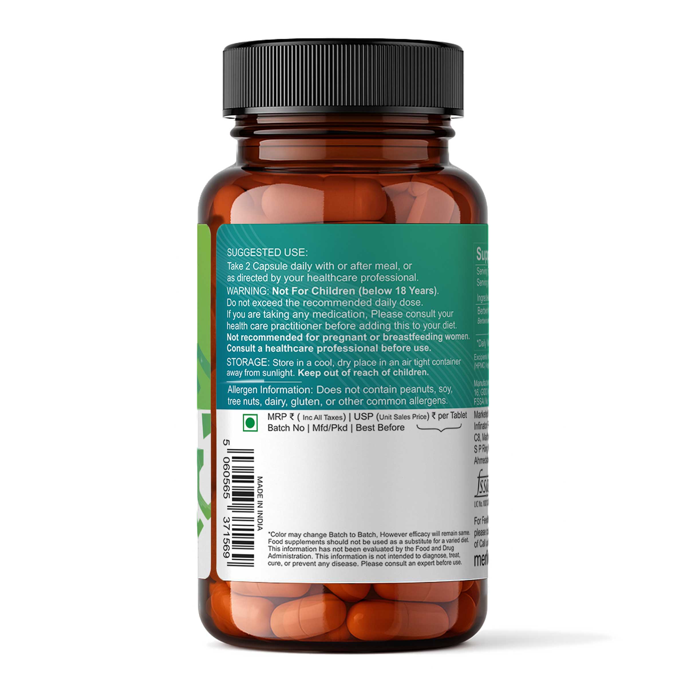 Barberine / Daru Haldi 1000mg Capsules (60 Capsules)