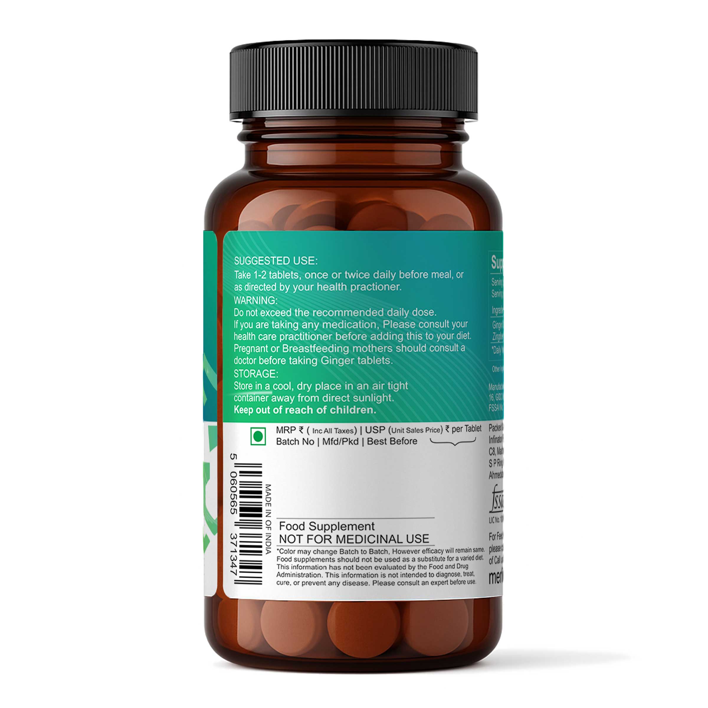 Ginger Extract Tablets | Zingiber officinale | 500mg