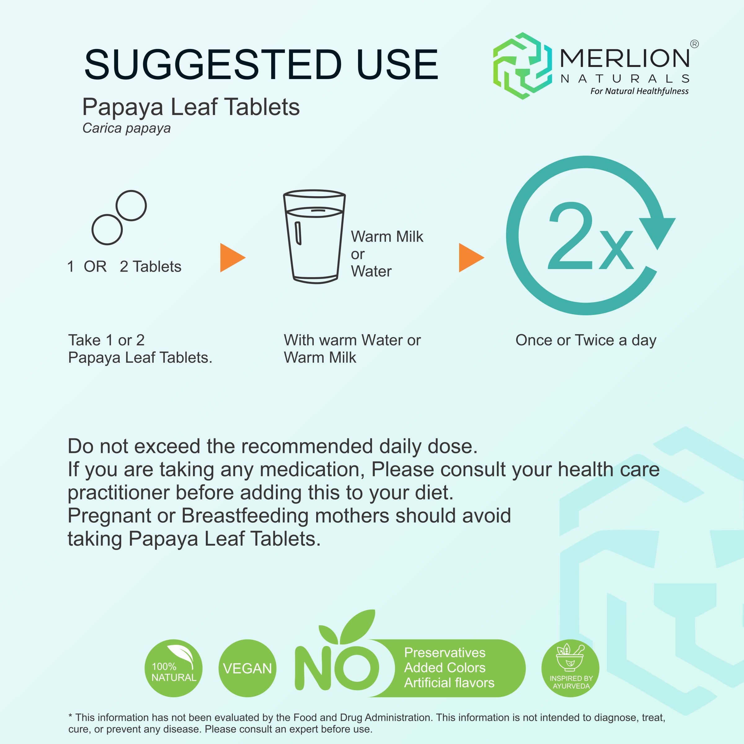 Papaya Leaf Extract Tablets | Carica papaya | 500mg