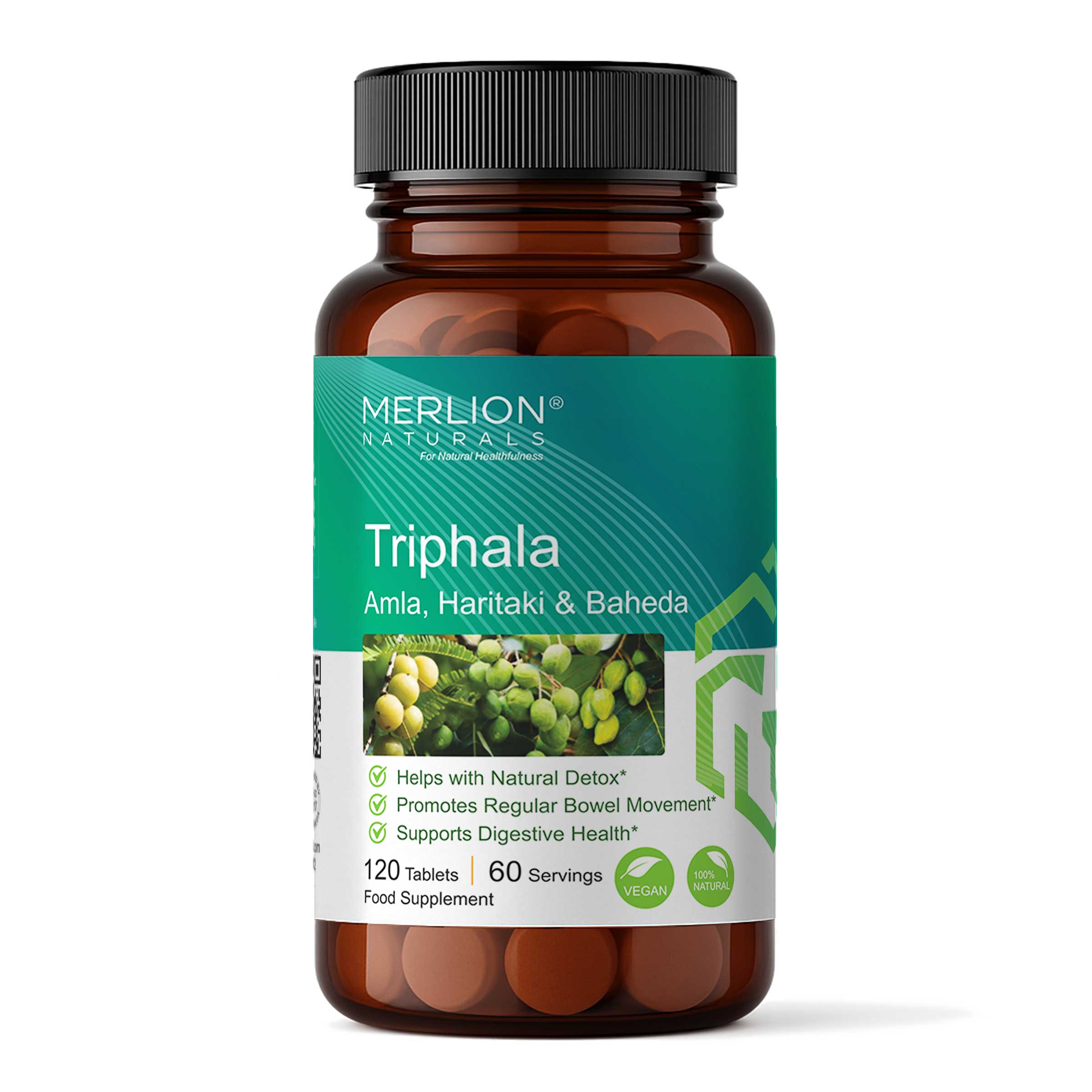 Triphala Tablets (Amla, Haritaki & Baheda), 500mg x 120 Tablets