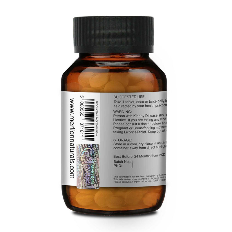 Licorice Tablets, Glycyrrhiza glabra, 500mg x 120 Tablets